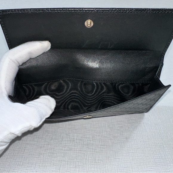 GUCCI GG Long Wallet Calfskin Leather Black Preloved - Picture 4 of 5